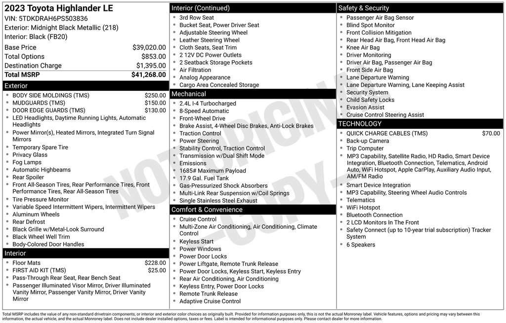 Used 2023 Toyota Highlander LE FWD image 23