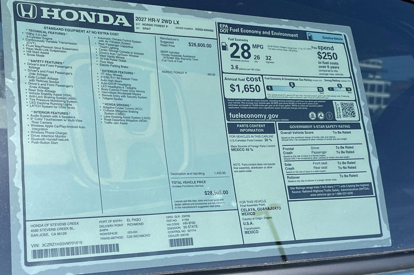 New 2027 Honda HR-V LX image 33