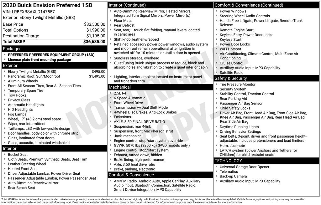 Used 2020 Buick Envision Preferred image 4