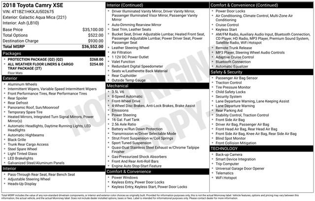 Used 2018 Toyota Camry XSE w/ Protection Package (Q2) image 28