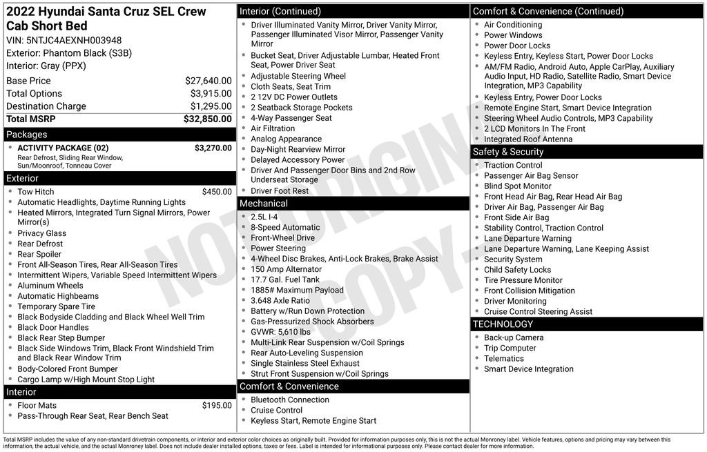 Used 2022 Hyundai Santa Cruz SEL w/ Activity Package FWD image 7