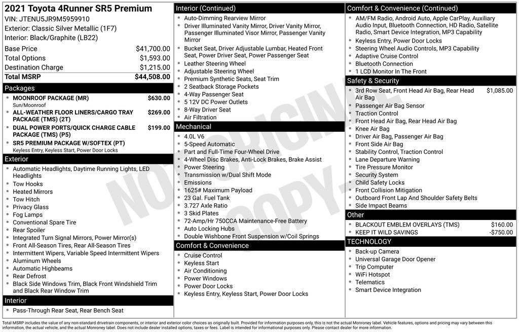 Used 2021 Toyota 4Runner SR5 Premium w/ Moonroof Package image 31