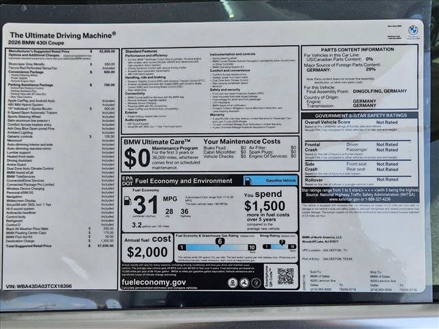 Used 2026 BMW 430i Coupe w/ Parking Assistance Package RWD image 17