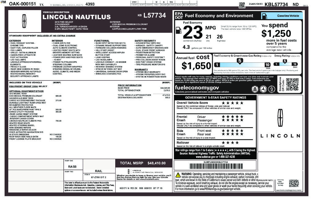 Used 2019 Lincoln Nautilus Select FWD image 41