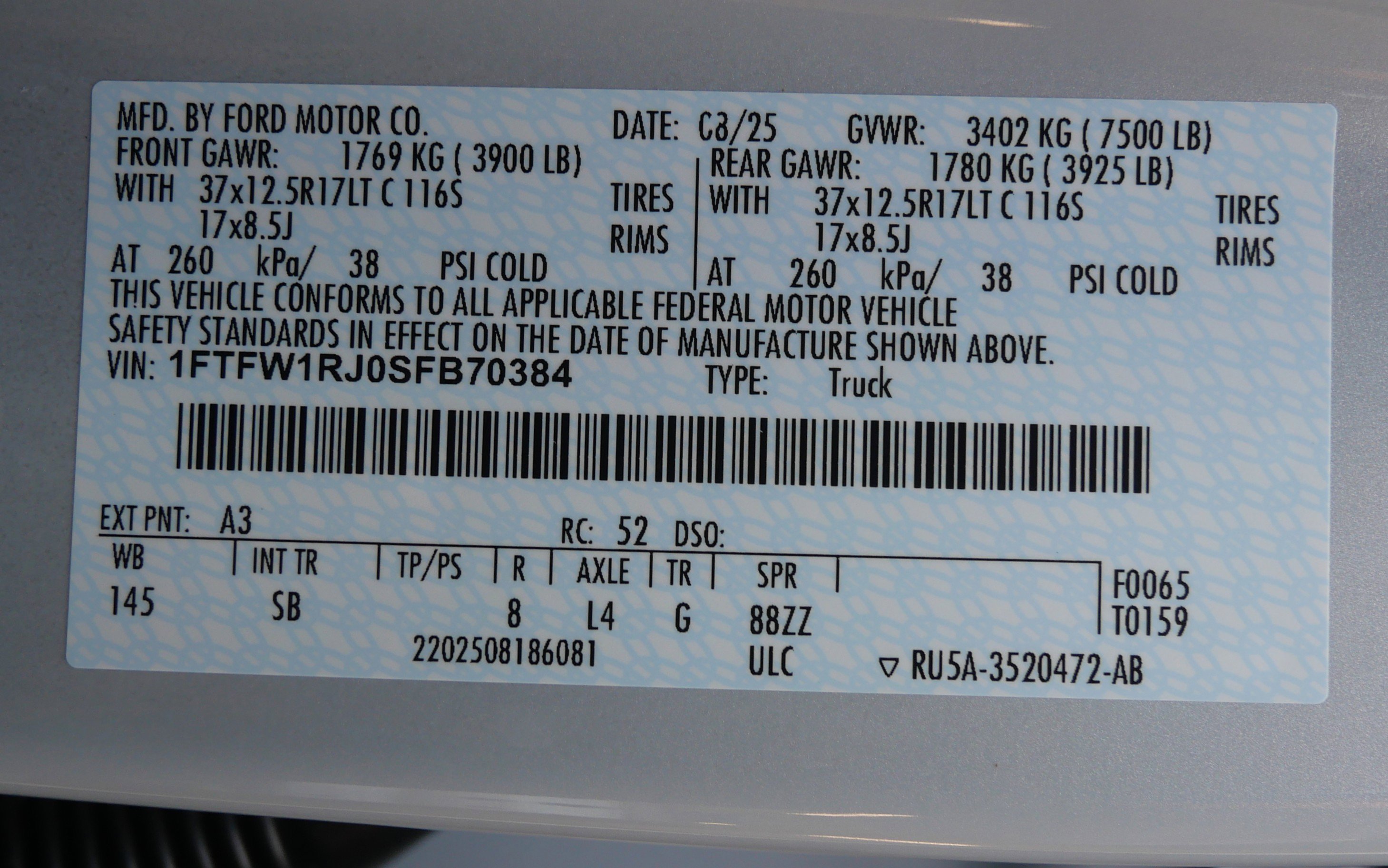 Used 2025 Ford F150 Raptor w/ Equipment Group 803A Raptor R image 37