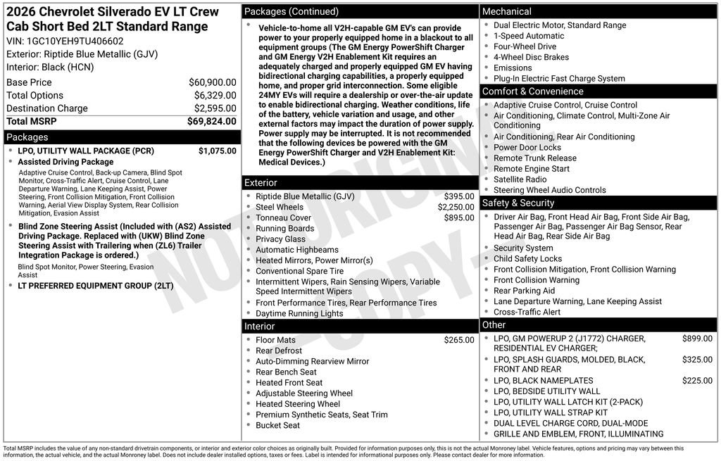 New 2026 Chevrolet Silverado EV LT w/ LPO, Utility Wall Package AWD/4WD image 33