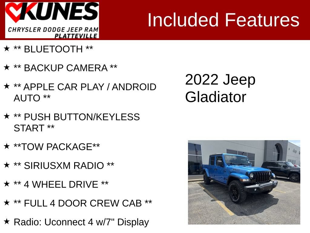 Used 2022 Jeep Gladiator Sport AWD/4WD image 2