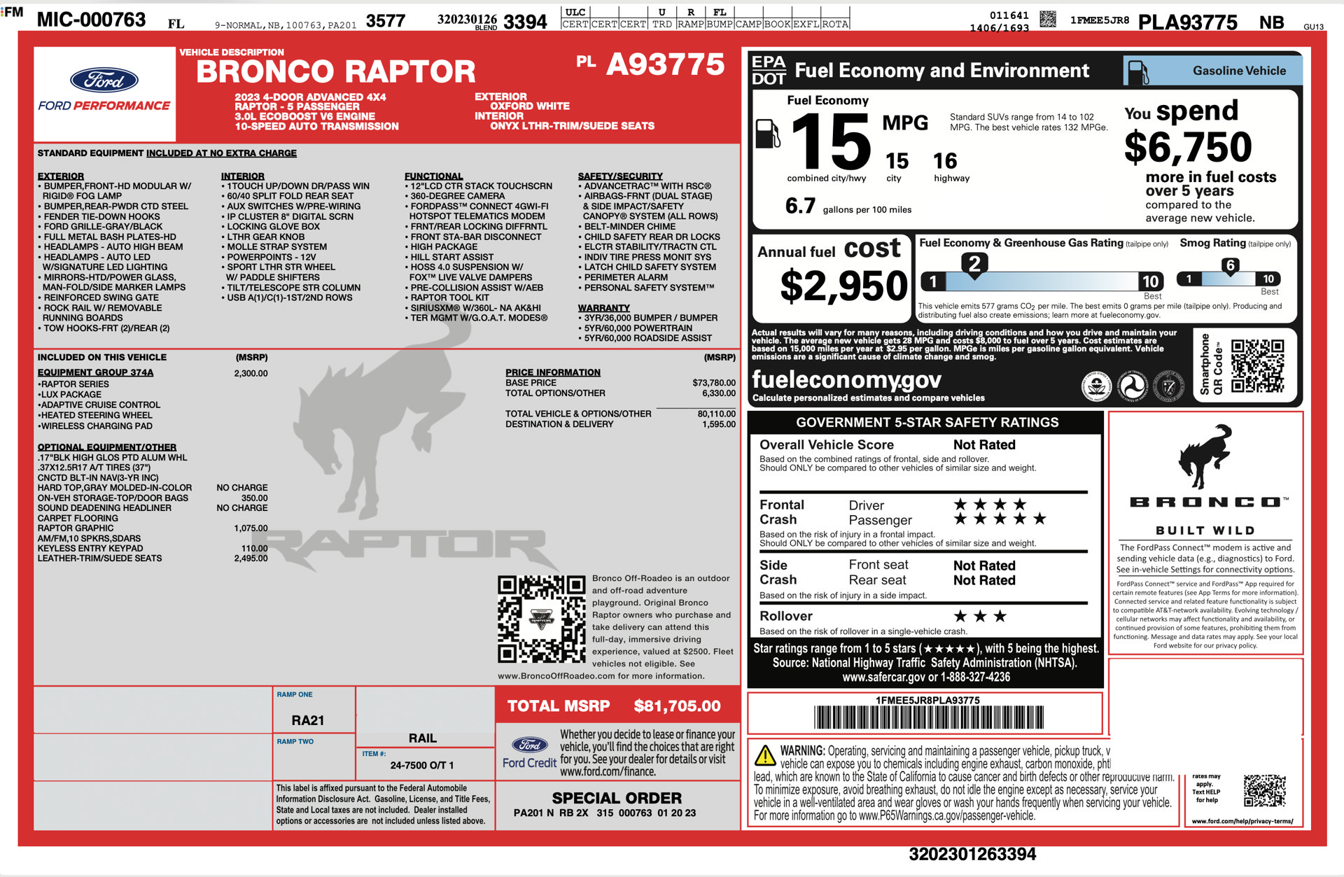 Used 2023 Ford Bronco Raptor AWD/4WD image 74