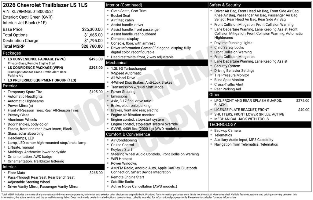 Used 2026 Chevrolet TrailBlazer LS w/ LS Convenience Package AWD/4WD image 6