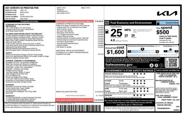 Used 2021 Kia Sorento SX image 3