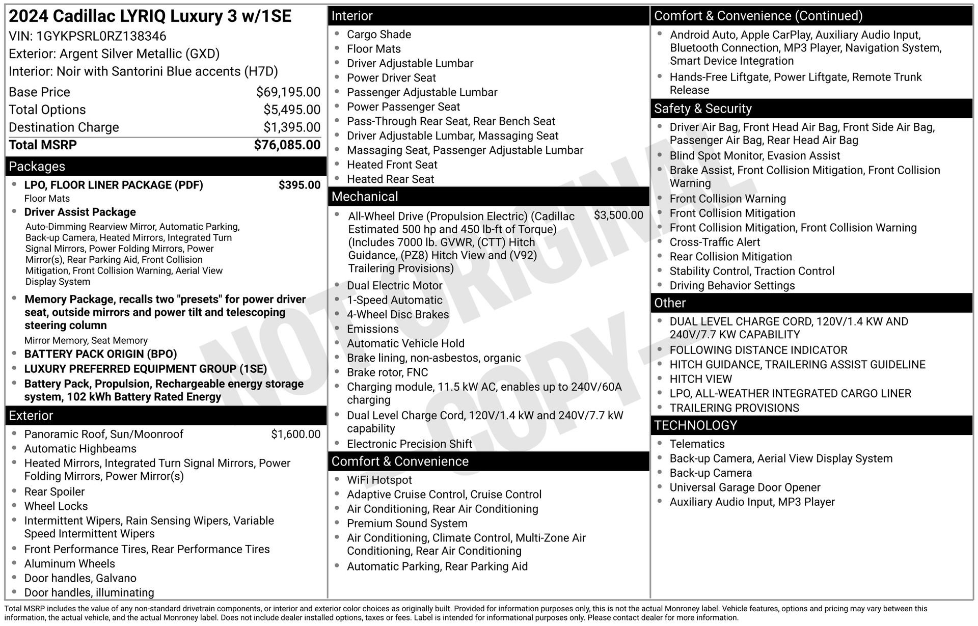 Certified 2024 Cadillac Lyriq Luxury w/ LPO, Floor Liner Package image 47