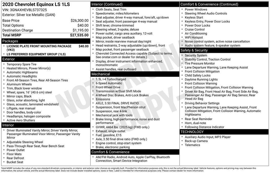 Used 2020 Chevrolet Equinox LS image 8