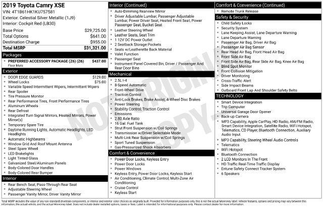 Certified 2019 Toyota Camry XSE FWD image 6