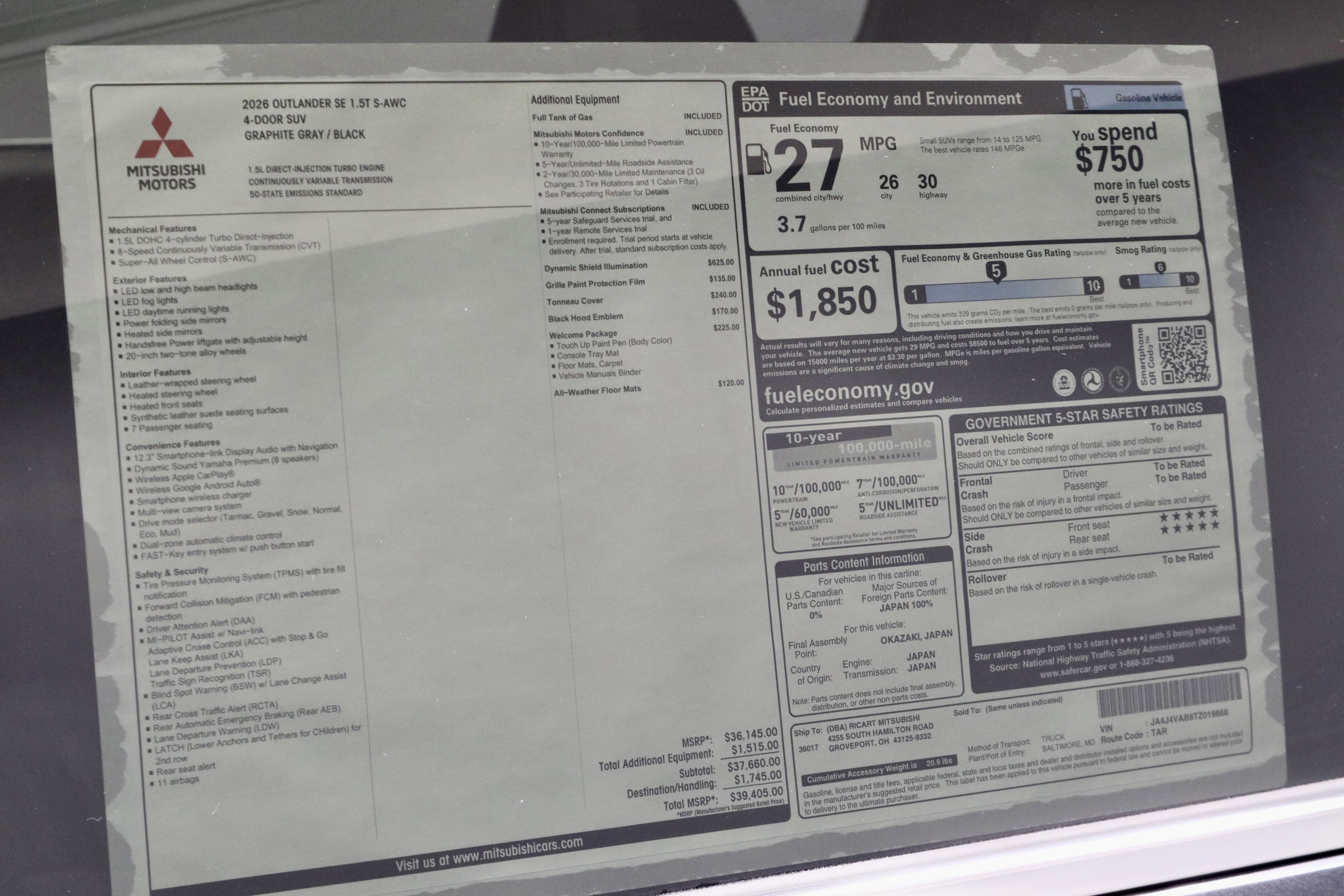 New 2026 Mitsubishi Outlander SE image 36