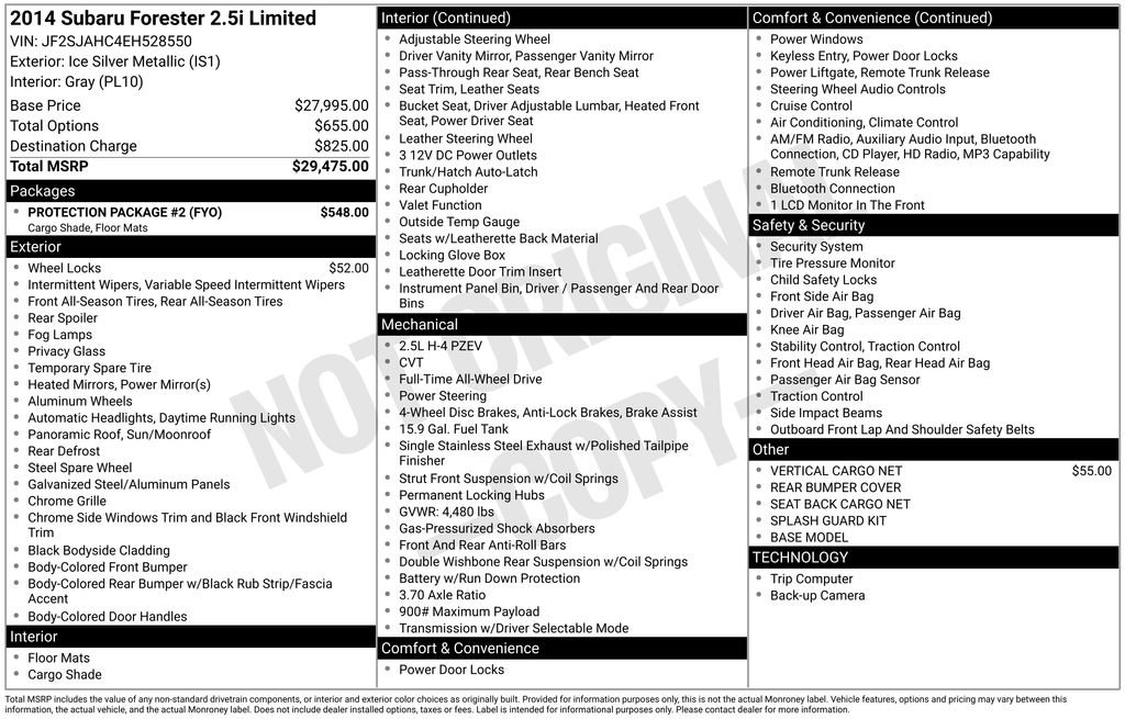 Used 2014 Subaru Forester 2.5i Limited w/ Protection Package #2 image 4