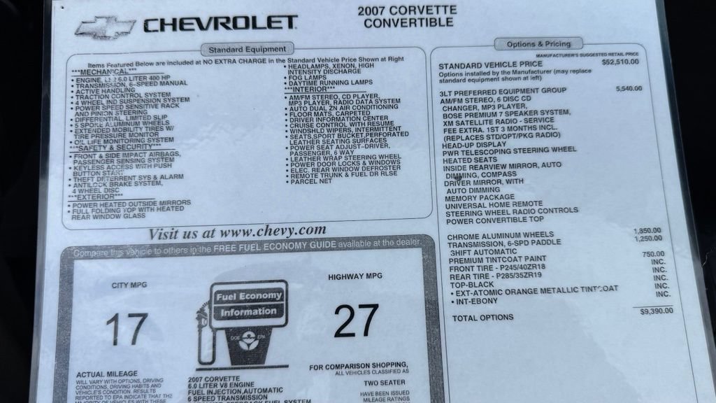 Used 2007 Chevrolet Corvette Convertible w/ Preferred Equipment Group RWD image 12