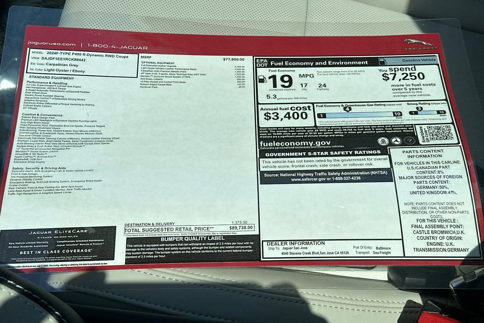 New 2024 Jaguar F-TYPE R-Dynamic RWD image 28