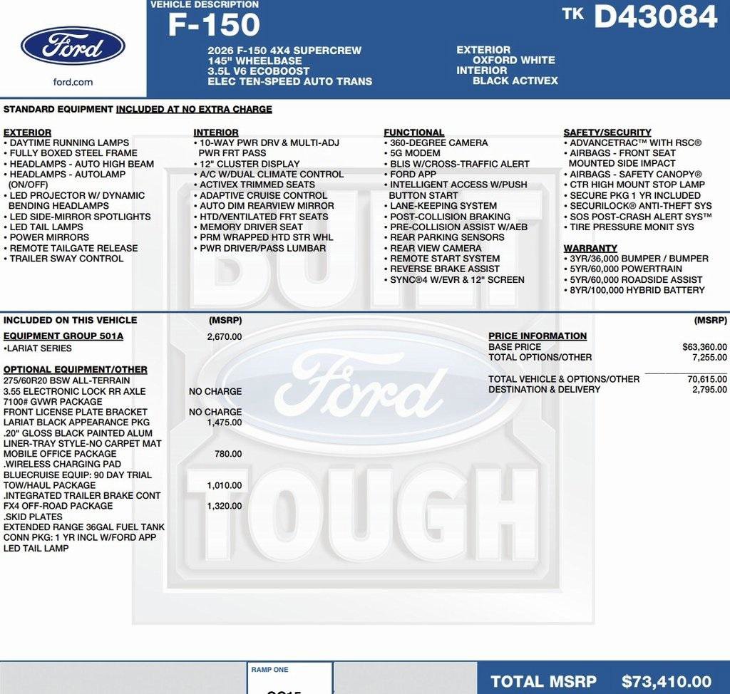 New 2026 Ford F150 Lariat w/ Equipment Group 501A Mid image 2