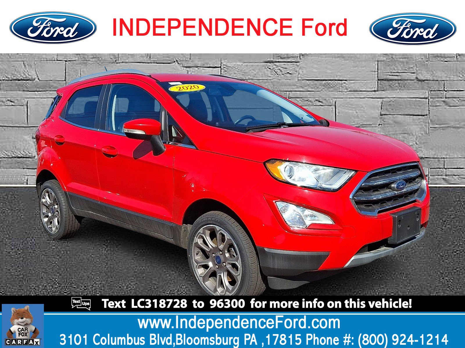 Certified 2020 Ford EcoSport Titanium AWD/4WD image 1