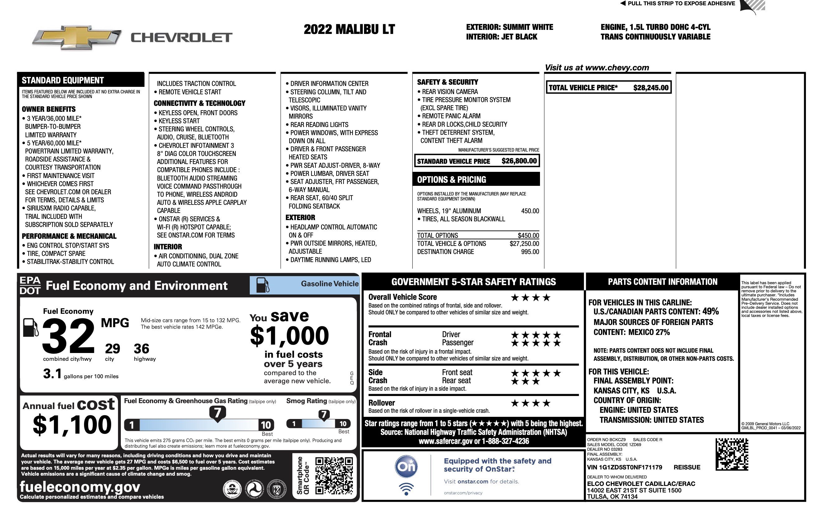 Used 2022 Chevrolet Malibu LT FWD image 2