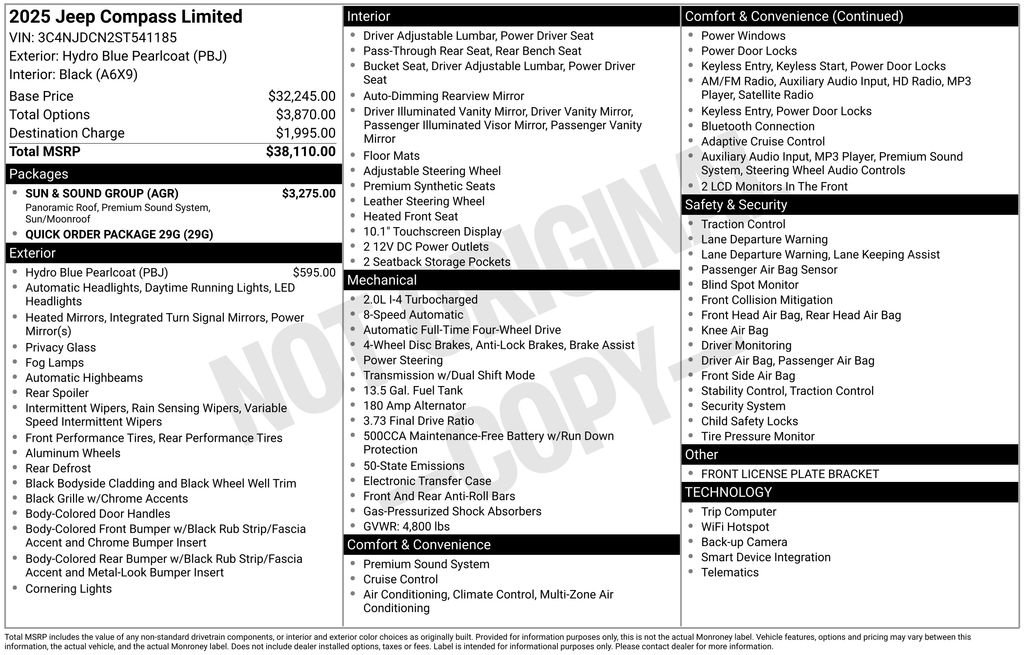 Used 2025 Jeep Compass Limited w/ Sun & Sound Group AWD/4WD image 38