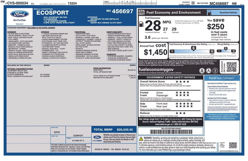 Certified 2021 Ford EcoSport SE FWD image 5