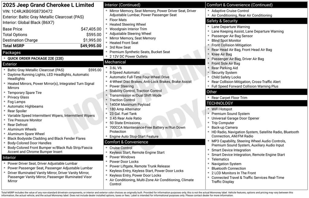 Certified 2025 Jeep Grand Cherokee L Limited AWD/4WD image 43