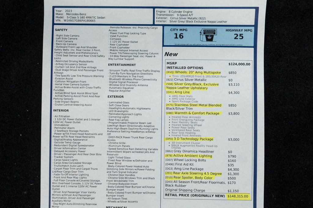 Used 2023 Mercedes-Benz S 580 4MATIC Sedan w/ AMG Line image 63