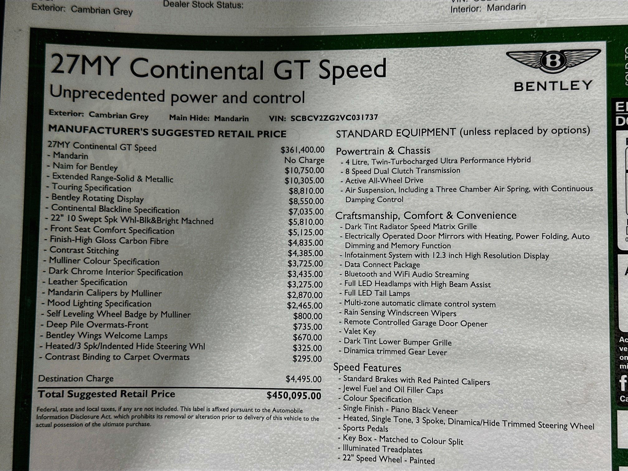 New 2027 Bentley Continental GT Speed AWD/4WD image 28