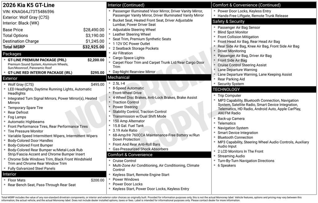 New 2026 Kia K5 GT-Line w/ GT-Line Premium Package FWD image 6