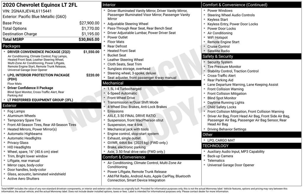 Used 2020 Chevrolet Equinox LT w/ Driver Convenience Package image 12