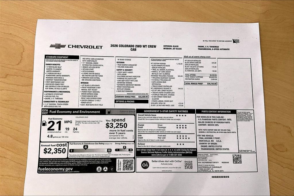 New 2026 Chevrolet Colorado W/T w/ WT Custom Package RWD image 14