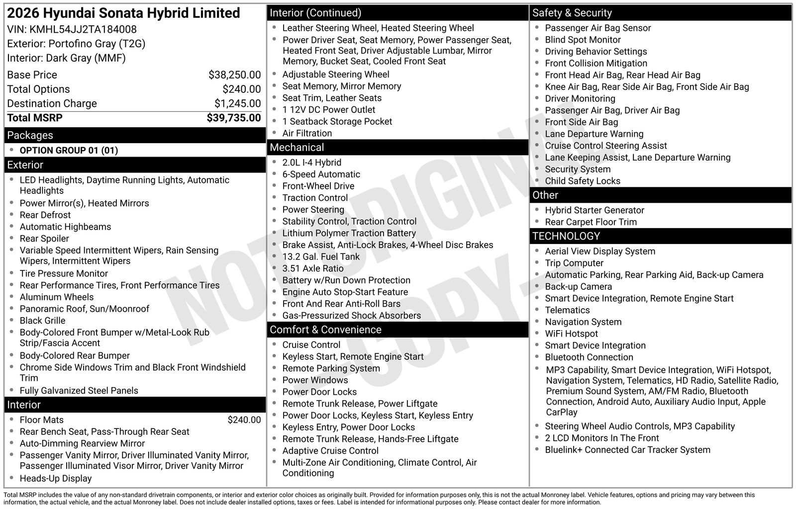 New 2026 Hyundai Sonata Limited FWD image 20