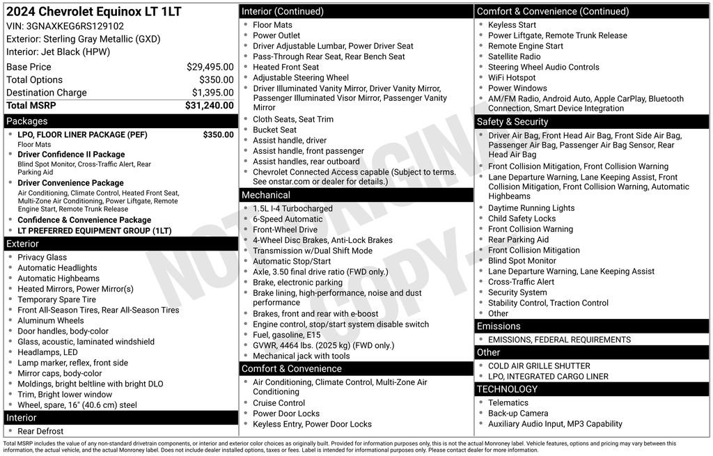 Used 2024 Chevrolet Equinox LT w/ LPO, Floor Liner Package image 27