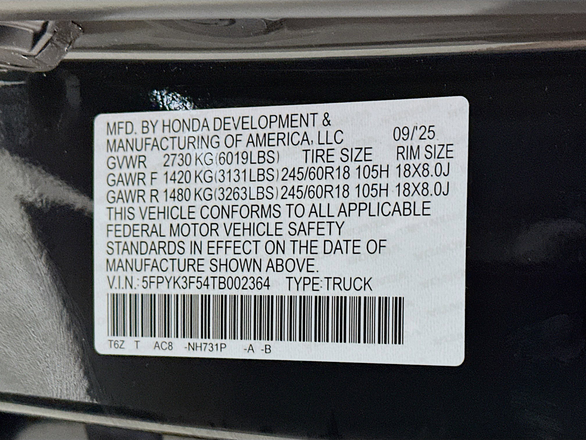 New 2026 Honda Ridgeline RTL image 30