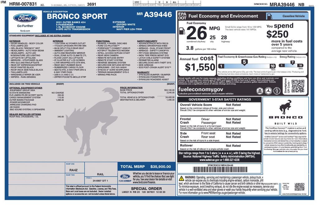 Certified 2021 Ford Bronco Sport Outer Banks w/ Outer Banks Package AWD/4WD image 5