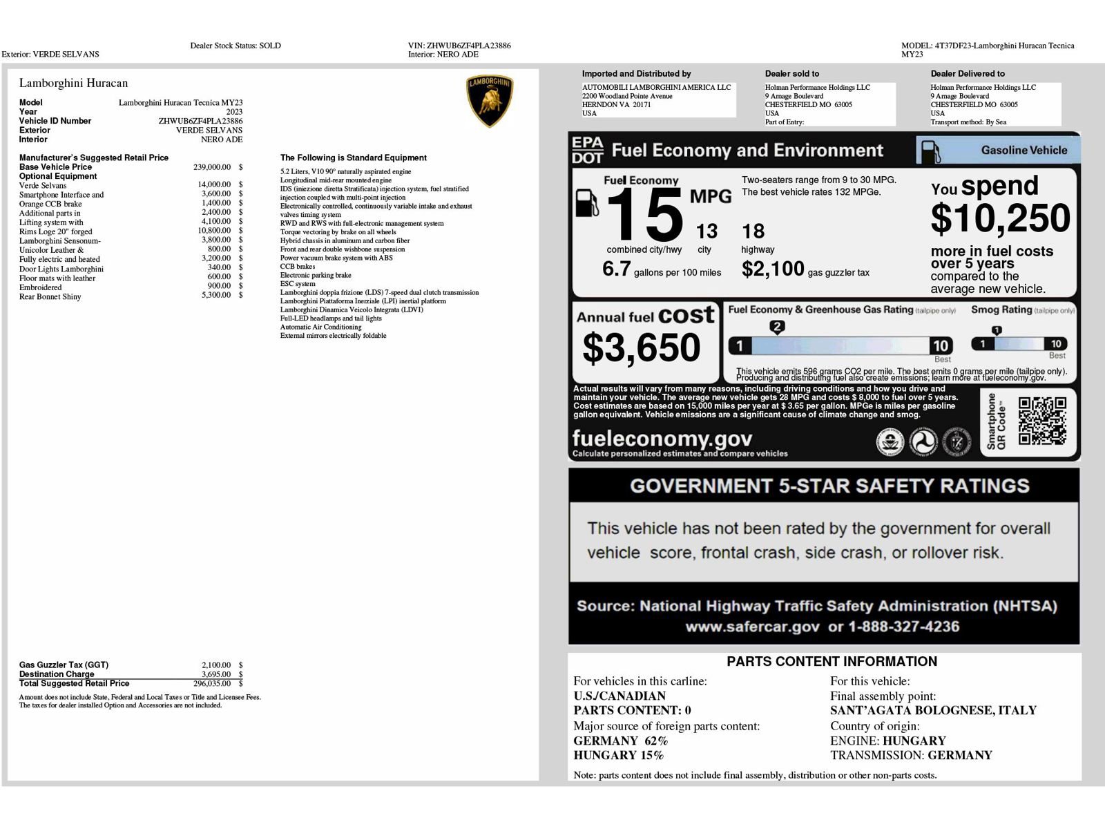 Used 2023 Lamborghini Huracan Tecnica image 6