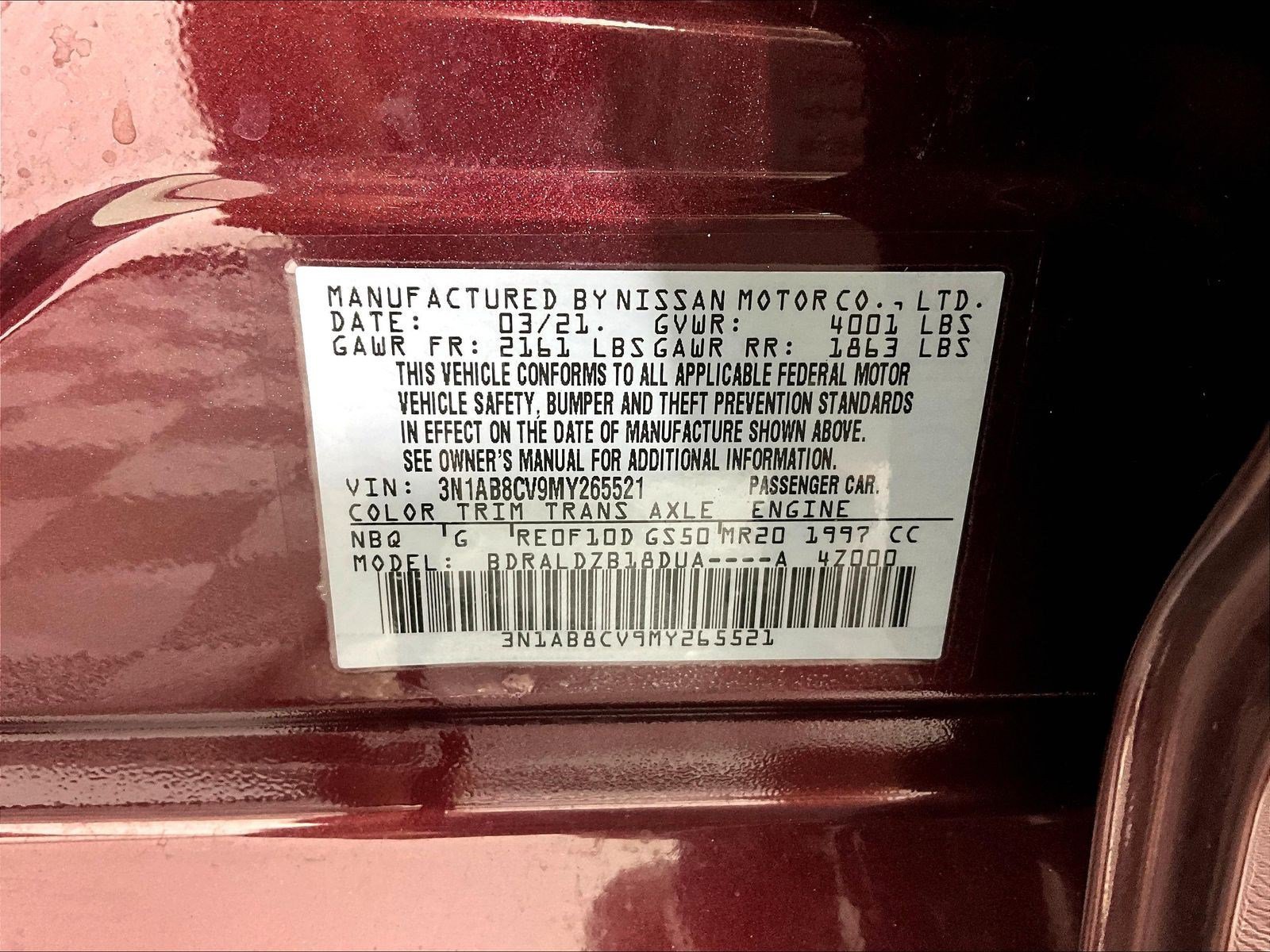 Certified 2021 Nissan Sentra SV w/ Trunk Package FWD image 19