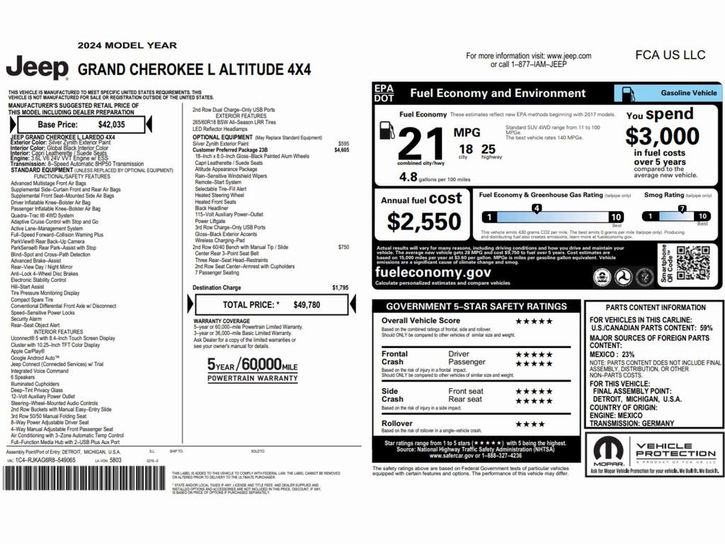 Used 2024 Jeep Grand Cherokee L Laredo image 2