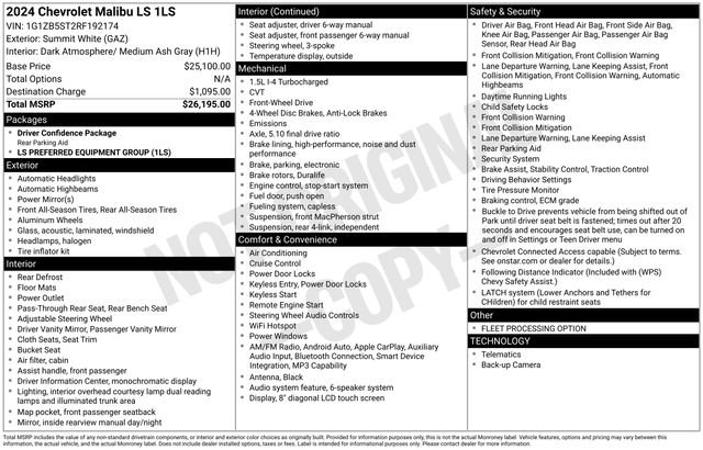 Certified 2024 Chevrolet Malibu LS FWD image 12