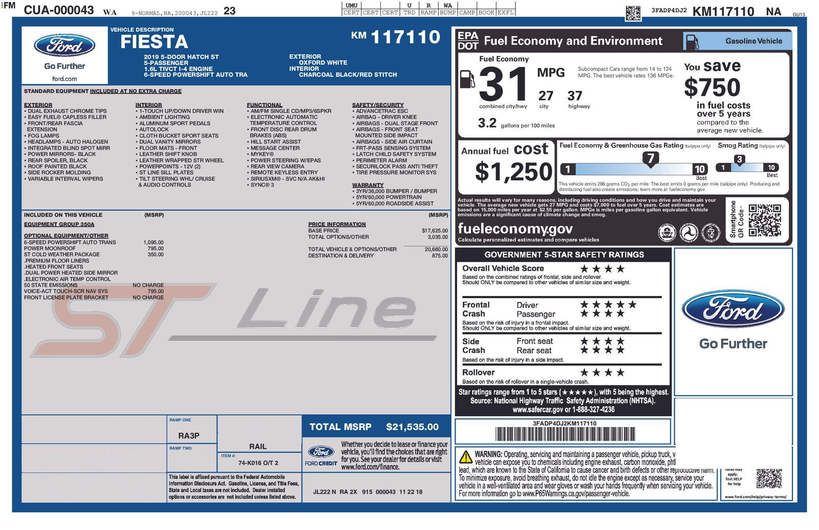Used 2019 Ford Fiesta ST-Line w/ ST Line Cold Weather Package FWD image 32