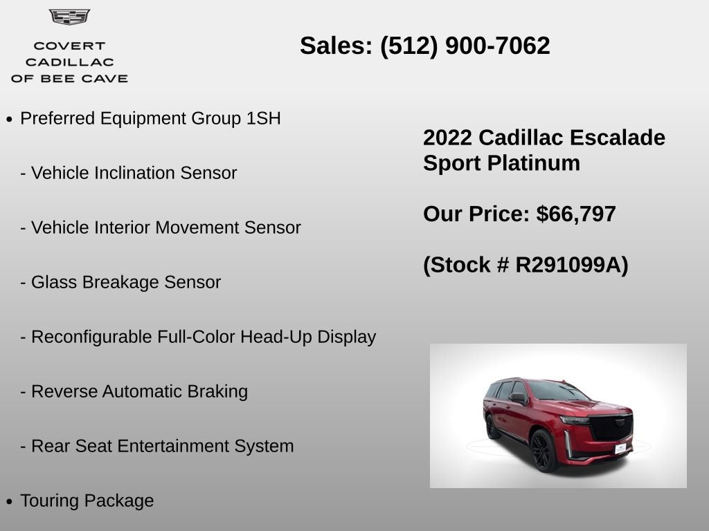 Used 2022 Cadillac Escalade Sport Platinum w/ Heavy-Duty Trailer Package image 24
