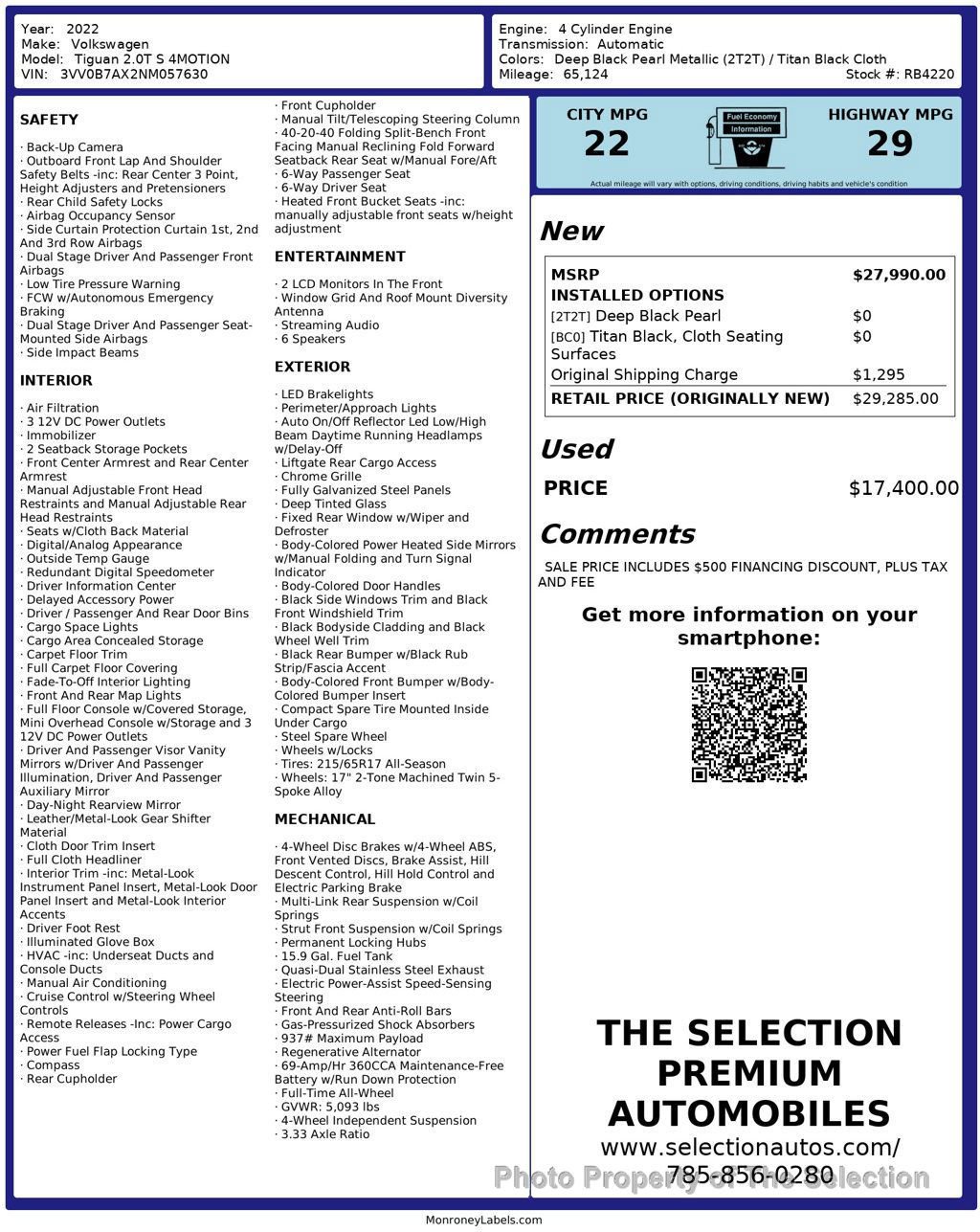 Used 2022 Volkswagen Tiguan S image 3