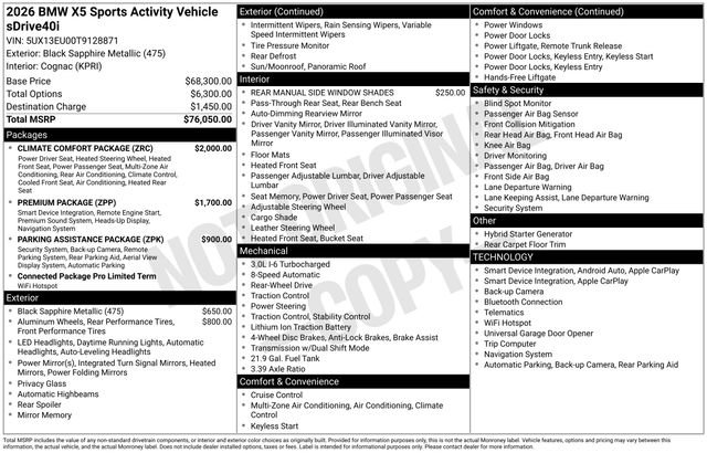 Used 2026 BMW X5 sDrive40i w/ Climate Comfort Package RWD image 11