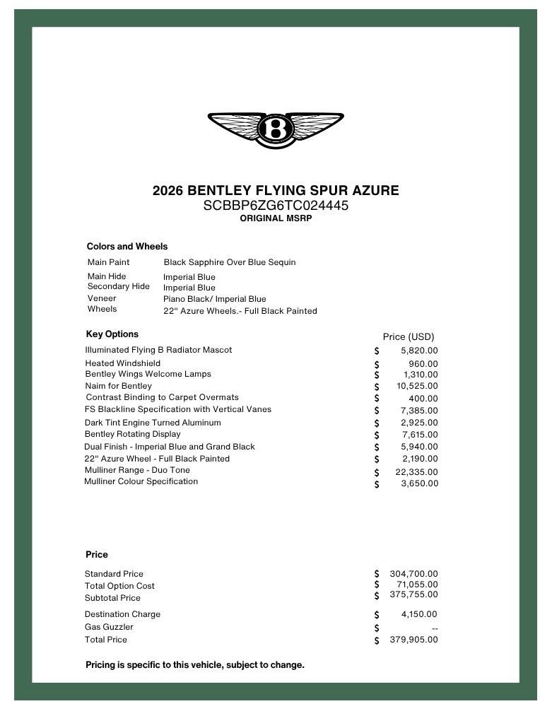 Certified 2026 Bentley Flying Spur Plug-In Hybrid AWD/4WD image 65