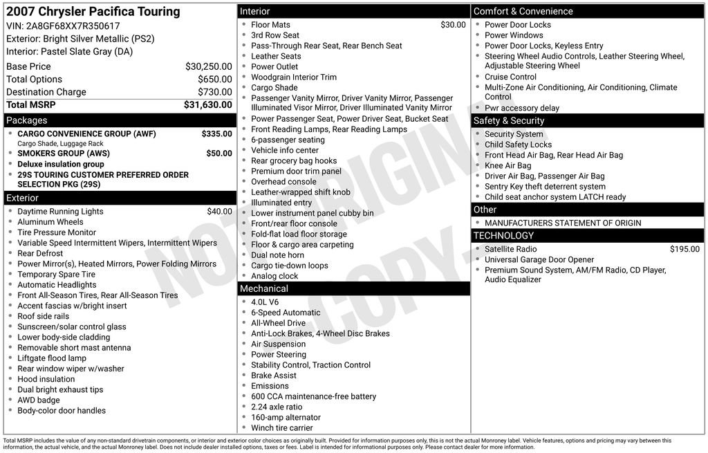 Used 2007 Chrysler Pacifica Touring w/ Cargo Convenience Group AWD/4WD image 17
