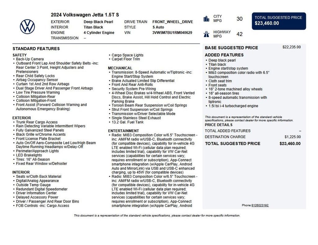 Used 2024 Volkswagen Jetta S FWD image 33