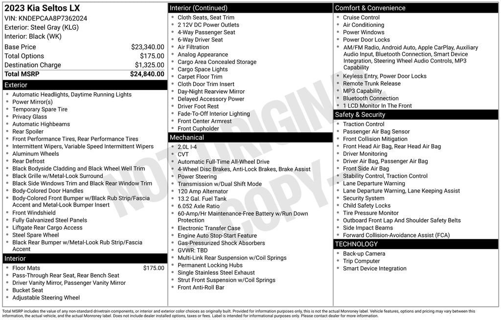 Certified 2023 Kia Seltos LX AWD/4WD image 28