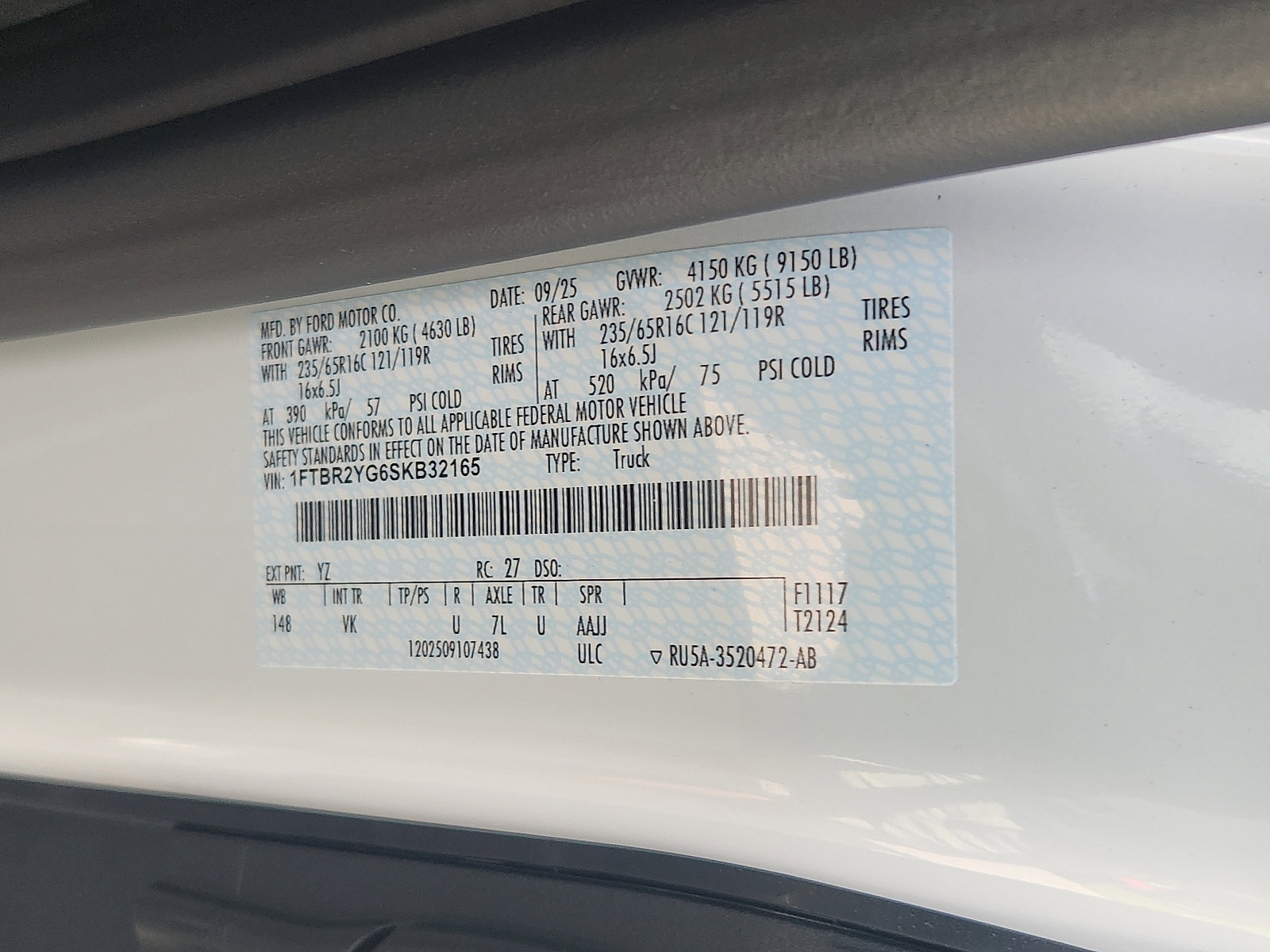 New 2025 Ford Transit 250 Low Roof AWD w/ Load Area Protection Package image 14