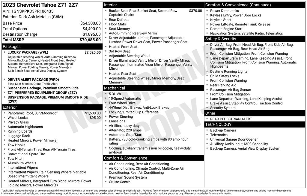 Used 2023 Chevrolet Tahoe Z71 w/ Luxury Package image 4